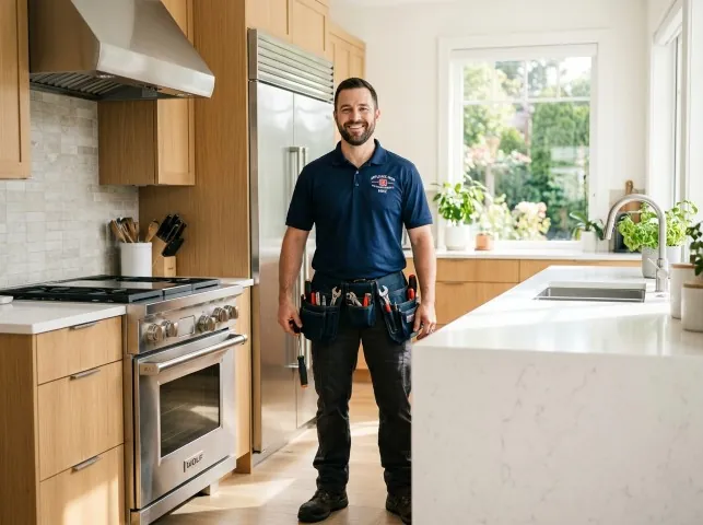 Appliance Repair Hero technician in a Blountville, TN kitchen after an appliance repair